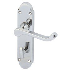 Lever Handles on Backplates for Bathroom Lock 167 mm Zinc Alloy Designed for interior doors Polished chrome