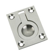 Ring Pull Handle Flush 50 x 38 x 11 mm Brass Polished