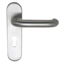 Lever Handles Ø 19 mm on Backplates 316 Stainless Steel Snowdon Pair of lever handles on backplates For profile cylinder lock satin