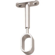 Rail Centre Support Height Adjustable for use with Oval Wardrobe Rails 15 mm Wide Zinc alloy Polished chrome finish