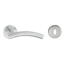 Lever Handle Set 304 Stainless Steel HL03 Häfele Pair of lever handles and roses With standard keyway escutcheon satin