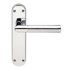 Lever Handles Mitred on Backplates for Latch Brass Polished/satin chrome