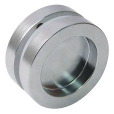 Pull Handle Flush Ø 65 mm for Sliding Glass Doors 8-12 mm Thick Brass Requires Ø 50 mm hole Satin nickel plated