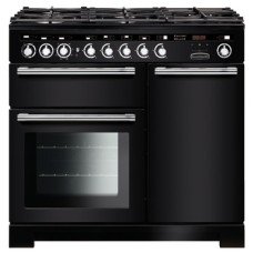 Range Cooker Dual Fuel 1000 mm Rangemaster Encore Deluxe 100 Black with chrome trim - EDL100DFFBL/C