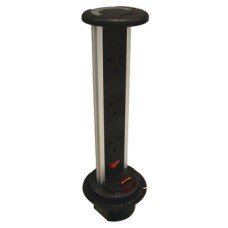 Vertical Powerdock Rated IP54 3 x UK 13 Amp Sockets Requires Ø 92 mm Drilled Hole With master switch Black and aluminium finish with black plastic top