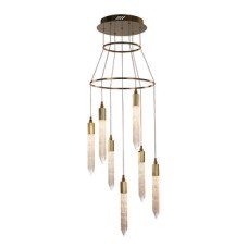 LED Ceiling Pendant Adjustable Rated IP20 7 Light Shard Mains voltage Gold finish