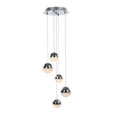 LED Ceiling Pendant Adjustable Rated IP20 5 Light Eclipse Mains voltage Polished chrome finish