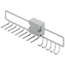 Pull Out Tie and Belt Rack for 9 Ties and 5 Belts Width 96 mm (74 mm without Spacer) Steel Polished chrome plated finish