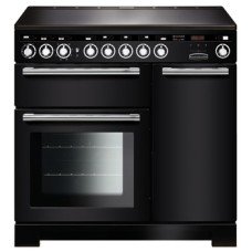 Range Cooker Electric Induction 900 mm Rangemaster Encore Deluxe 90 Black with chrome trim - EDL90EIBL/C