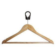 Coat Hanger Anti-Theft Hardwood With skirt notches and special 'non-slip' ruffed rubber trouser bar Width 445 mm