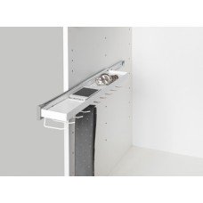 Pull Out Tie and Belt Holder Full Extension Load Capacity 5 kg Steel Includes a small shelf White RAL 9003 finish