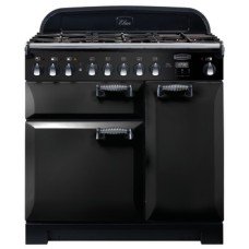 Range Cooker Dual Fuel 900 mm Rangemaster Elan Deluxe 90 ELA90DFFBL/ - Black chrome trim