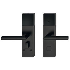 Door Terminal Set for Hotel Guest Room Doors DT 700 Dialock L-shaped lever handle black stainless steel