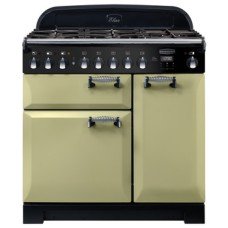 Range Cooker Dual Fuel 900 mm Rangemaster Elan Deluxe 90 ELA90DFFOG/ - Olive Green Chrome Trim