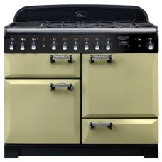 Range Cooker Dual Fuel 1100 mm Rangemaster Elan Deluxe 110 Olive green finish chrome trim