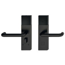 Door Terminal Set for Hotel Guest Room Doors DT 700 Dialock U-shaped lever handle black stainless steel