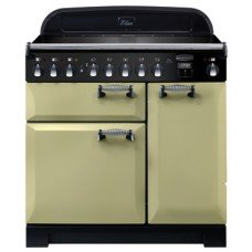Range Cooker Electric Induction 900 mm Rangemaster Elan Deluxe 90 ELA90EIOG - Olive Green Chrome Trim