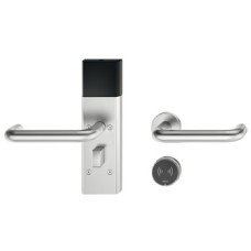 Door Terminal Set for Hotel Guest Room Doors DT 710 Dialock U-shaped lever handle satin stainless steel