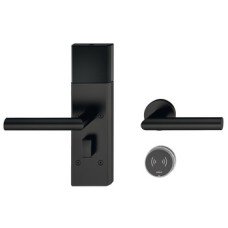 Door Terminal Set for Hotel Guest Room Doors DT 710 Dialock L-shaped lever handle black stainless steel