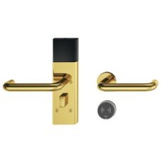 Door Terminal Set for Hotel Guest Room Doors DT 710 Dialock U-shaped lever handle brass coloured stainless steel