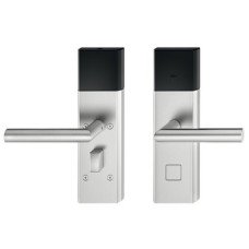 Door Terminal Set for Hotel Guest Room Doors DT 700 Dialock L-shaped lever handle satin stainless steel