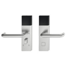 Door Terminal Set for Hotel Guest Room Doors DT 700 Dialock U-shaped lever handle satin stainless steel