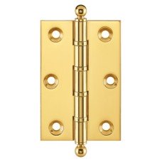 Butt Hinge Ball Finial 76 x 50 mm Brass Polished chrome plated