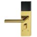 Door Terminal Set for Hotel Guest Room Doors DT 710 Dialock L-shaped lever handle brass coloured stainless steel