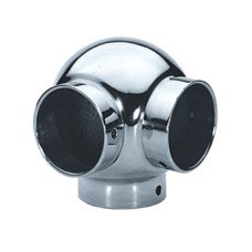 Corner Ball Connector 3 Way 90° Bar Railing System For Ø 38 mm tubes Polished chrome finish