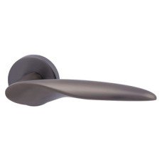 Lever Handles on Round Roses Zinc Alloy Mimas Brushed black nickel