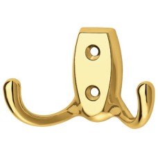 Coat Hook Double Face Fixing Zinc Alloy Hole Centres 20 mm Polished brass plated