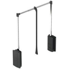 Pull Down Wardrobe Rail for Installed Height 850 mm 2004 Steel wardrobe rail plastic pull rod housing and connecting parts For internal wardrobe width 440-610 mm chrome plated steel rail black plastic housing and connecting parts chrome plated pull rod