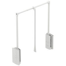Pull Down Wardrobe Rail for Installed Height 850 mm 2004 Steel wardrobe rail plastic pull rod housing and connecting parts For internal wardrobe width 440-610 mm white steel rail white plastic housing and connecting parts white pull rod