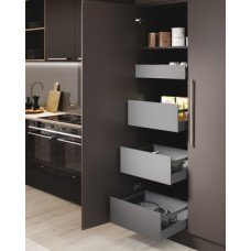 Grass Nova Pro Scala Stack Tower Sets of Pan Drawers with Rectangular Rails For cabinet width 1000 mm 1x standard and 3x pan silver
