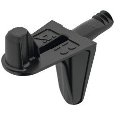 Shelf Support Plug in for Ø 3 mm Holes Zinc Alloy With twin grooves and shelf-fixing lug load bearing capacity 6.25 kg per item Black passivated