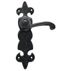 Lever Handles on Backplates Cast Iron Fleur-De-Lys Black antique Backplate for latch