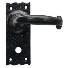 Lever Handles on Backplates Cast Iron Wessex Black antique Backplate for bathroom lock