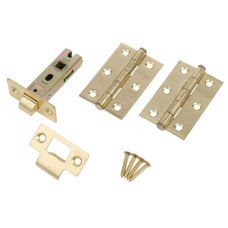CE7 Mortice Latch Bolt with 3 Hinge Pack Brassed
