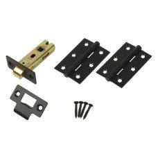 CE7 Mortice Latch Bolt with 3 Hinge Pack Black coated