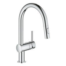 Mixer Tap Single Lever Pull Out Spray C-Spout Grohe Vento Polished chrome Grohe model 30 438 000