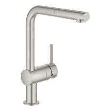 Mixer Tap Single Lever Pull Out Spray L-Spout Grohe Vento Polished chrome Grohe model 32 917 000