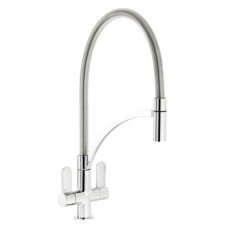 Mixer Tap Dual Lever with Pull Out Spray C-Spout Abode Genio Professional Polished chrome - AT2071 Mixer Tap Dual Lever with Pull Out Spray C-Spout Abode Genio Professional Polished chrome - AT2071