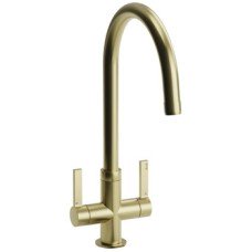 Mixer Tap Dual Lever C-Spout Abode Pico Brushed brass - AT2045