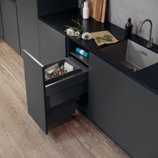 Pull Out Waste Bin 400 mm Vauth-Sagel VS ENVI Space XX Pro S / Pro With synchronised over extension runners For cabinet width 400 mm depth 476 mm 1x 44 litres - lava grey