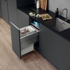 Pull Out Waste Bin 400 mm Vauth-Sagel VS ENVI Space XX Pro S / Pro With synchronised over extension runners For cabinet width 400 mm depth 476 mm 1x 44 litres - silver