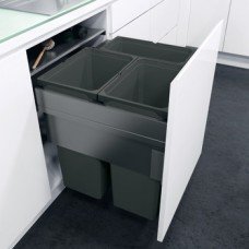 Pull Out Waste Bin 600 mm Vauth-Sagel VS ENVI Space XX Pro S / Pro With synchronised over extension runners For cabinet width 600 mm depth 515 mm 2x 35 + 1x 21 litres - lava grey
