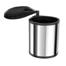 Swing Out Waste Bin for Hinged Door Cabinets 15 Litres Hailo Mono Installation behind hinged doors 1x 15 litre bin stainless steel/black