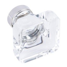 Knob Zinc Alloy & Glass 35x35 mm Glacio Polished nickel /clear
