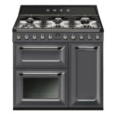 Cooker Dual Fuel Traditional Three Cavity Gas Hob 900mm Smeg Victoria TR93GR - Slate grey