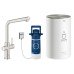 Tap Instant Hot Water and Mixer 3 Litres L-Spout Grohe Red II Duo Brushed super steel Grohe model 303 41 DC1